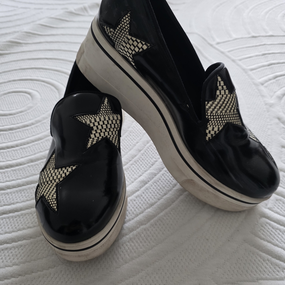 Stella McCartney Black and White Star Loafers - Picture 2 of 8